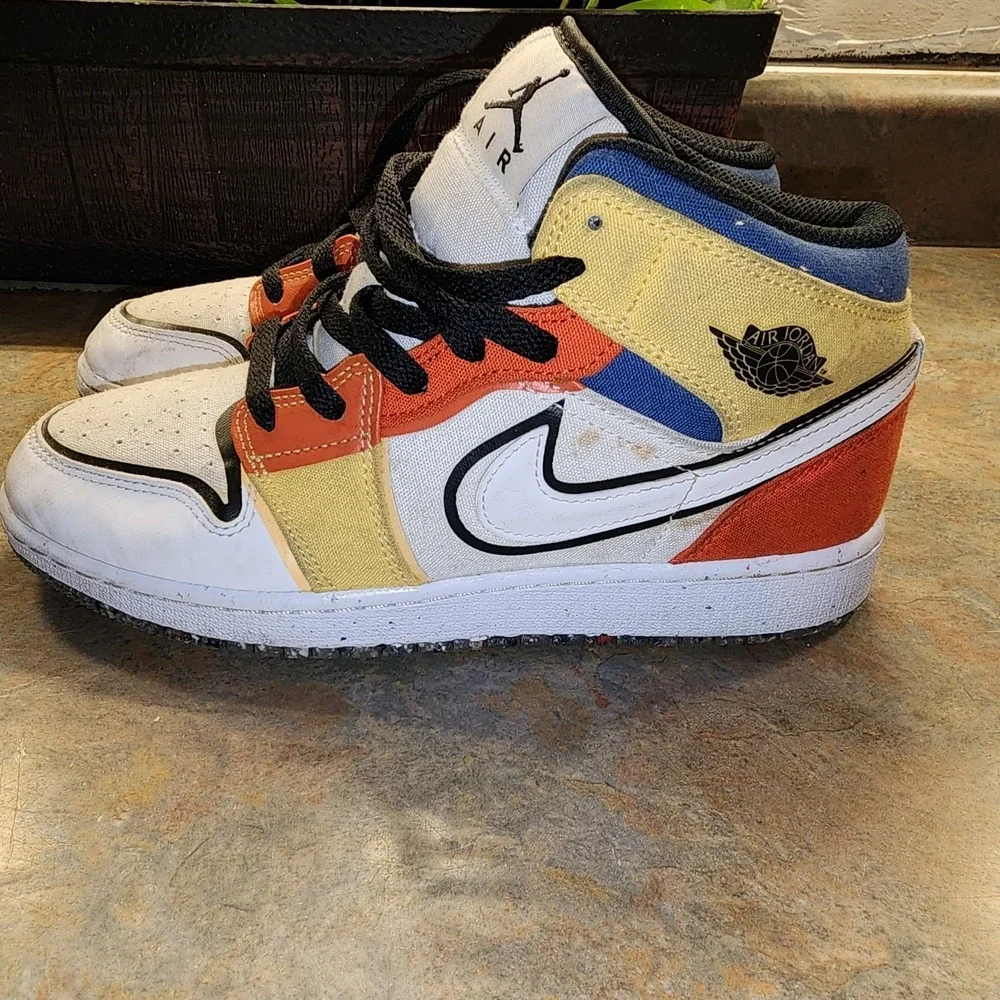 Nike Boys Air Jordan 1 DV1316-100 Multicolored Basketball Shoes Sneaker Size 6Y